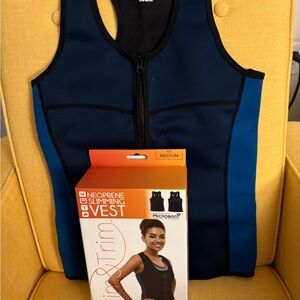 Microban Neoprene Slimming Vest in Black & Blue NEW sz M slim & shape waist #61